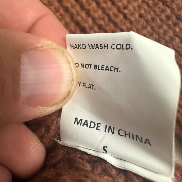 Distressed Brown Ribbed Womens Knit Sweater Size S - Picture 5 of 5